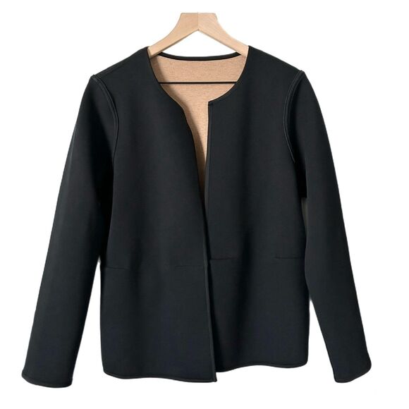NEW J. Jill Wearever Double Knit Reversible Jacket in Black and Tan. Size Medium - Picture 1 of 5